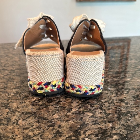 Black and Cream Espadrille Platform Shoes 8.5 - Picture 4 of 13